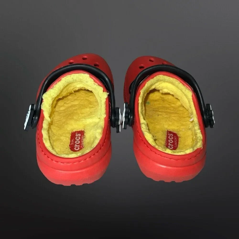 Toddler Mickey Mouse Crocs CLASSIC LINED Red Yellow Crocband Clog Size C 7